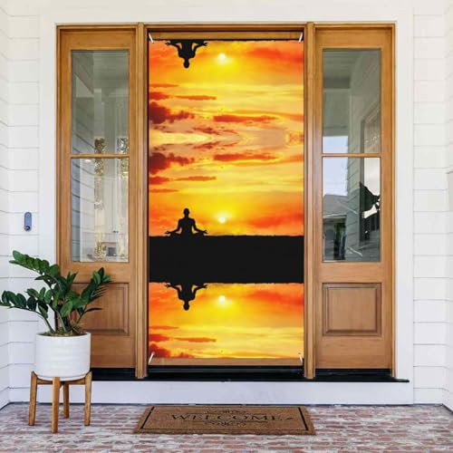 Yoga-Meditationsdruck, Türabdeckung, Veranda-Banner, Willkommensbanner, Türbanner Dekorationen, Innen- und Außendekoration