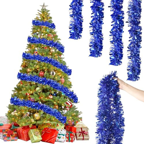 6 Piezas x 2M Espumillón de Navidad, Scintillante Guirnaldas Navidad, Guirnalda Espumillón de Navidad, Espumillon Arbol Navidad Decoración Navideña Adorno Escalera Chimenea Pared