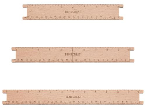 BENECREAT 3 Stück Holz Zahnseide Wicklerbrett, 20/25/ 30cm Rechteckige Quiltlineale Nähwerkzeug Für Heimwerker Schneiderhandwerk Zeichen Und Messzubehör