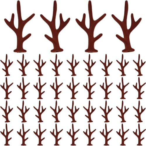 Dianzan 20 Paar Weihnachts-hirschhorn-mini-geweihe Zum Basteln, Simulation Von Kunststoff-hirschgeweihen, Kopfschmuck, Beflockung, Hirschgeweihe, Haarspangen, DIY-zubehör