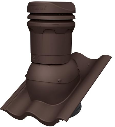 Parotec Entlüftungskamin DN 125 mm – niedrige 325 mm – passiv Dachlüfter für BRAAS HARZER/NELSKAMP SIGMA Dachziegel – Dachentlüftung | Lüftungsziegel – RAL 8017 Braun