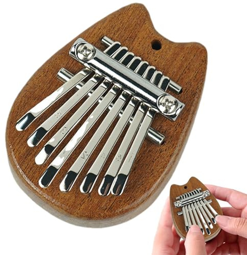 Riaisttd Small, 8 Key, Thumb Piano, Pocket, Finger Thumb Piano | Small Musical Instrument, Solid Wood, Portable Finger Piano, for Beginners, Thumb Piano for Kids