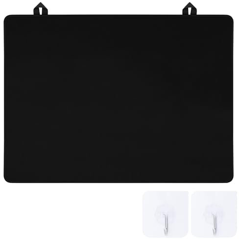 NVGFTG Protege Plaque Unduction 62 × 53 cm Tapis de Protection Plaque Induction avec 2 Crochets, Protection Plaque de Cuisson Antidérapant, Noir
