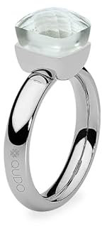 Qudo Firenze white topaz silber farbener Ring mit weißem Stein (58 (19))
