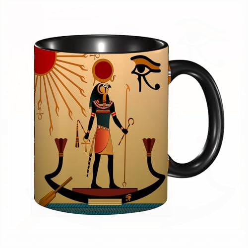 HRRASFAZF Tasse à Café | Tasse Céramique Fine | Cadeau Original | 330ml | Mug avec Anse | Cadeau Original pour Homme et Femme | Égyptien, ancien caractère Soleil Grâce égyptienne antique