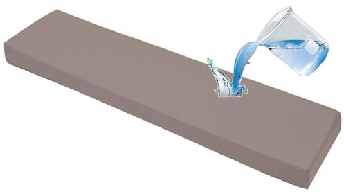 JORTUIO Bankkissen Bankauflage Outdoor Wasserfest Bankpolster Nach Maß Sitzkissen Sitzauflage Stuhlkissen Mit rutschfeste Abnehmbare,Dicke 5cm,für Fensterbank Garten Bank(Beige Grey,180x45x5cm)