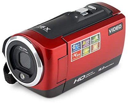 Fotocamera per vlog, Camcorder Video Camera HD Video Camera 2.7 inch LCD. Screen 16x Zoom Digital Anti-Shake Mini Camcorder Camara Digital Professional(Standard,Rot)