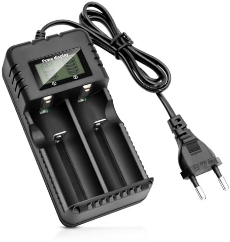 Wowfast 18650 Akku Ladegerät,Intelligentes Li-Ion AkkuLadegerät mit LCD-Display: 2-Fach Schnelladegerät für 3.7V Akkus - universell kompatibel mit 26650, 18650, 18500,14500, 16340 & mehr