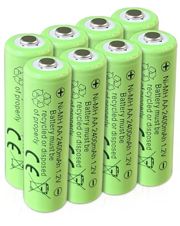 SPMST Ni-MH AA wiederaufladbare Batterien, 1,2 V, 2400 mAh, für Solarleuchten, bis zu 1000 Mal aufladbar (8 Stück)