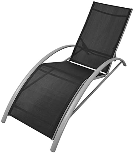 Ziaphsol Sonnenliege Aluminium Schwarz, Verstellbare Rückenlehne, Robuster Outdoor Lounge Stuhl für Garten, Terrasse, Pool, Strand, 156x60x89 cm