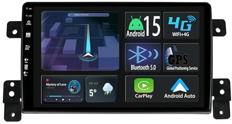 【2+32GB】 Autorradio Android 15 de 9 Pulgadas Radio para Suzuki Grand Vitara 2006-2013 Carplay Car Play inalámbrico Navi Pantalla Bluetooth Navegación Reproductor Estéreo Pantalla táctil