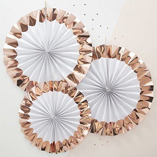 Ginger Ray Rose Gold Hanging Hen Party Pinwheel Fan Decorations 3 Pack