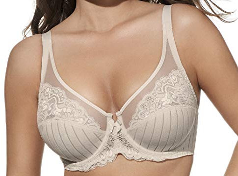 Selene, Reggiseno Contenitivo Donna in Pizzo, con Ferretto e Senza Imbottitura, Collezione Mariluz, Colore Terra, Taglia 7E