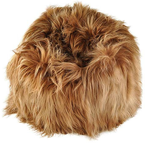 generisch Sitzsack Pouf aus Lammfell Goldbraun gefärbt langwollig