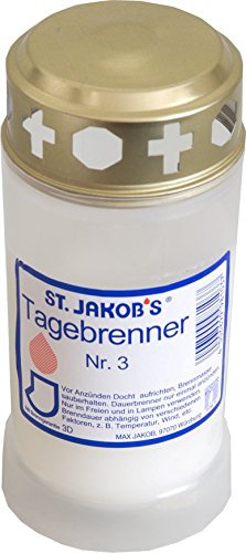 48 St, 3 Tage Grabkerzen, mit Golddeckel Nr, 3, St, Jakobs Öl-Lichter, Grablichter (weiß), Grableuchte, Grabgestaltung, Grablampe