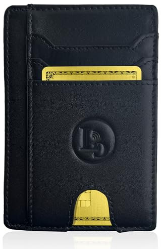 Porte-Carte bancaire en Cuir véritable – Slim, Compact, Anti RFID – Design élégant – Protège Carte sans Contact – Idée Cadeau Homme ou Femme – Étui sécurisé