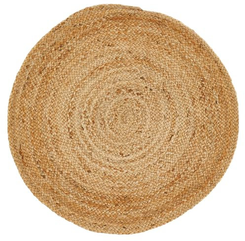 -LUXOR- living Teppich Mamda - Runder Jute Teppich alle Wohnbereiche oder als Dekoelement - Uni Farben Boho Naturteppich - aus Jute und Baumwolle 120 cm rund