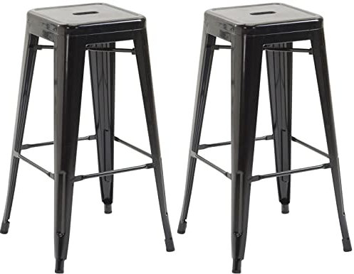 CLP Metall-Barhocker Joshua V2 Mit Fußstütze I Stapelbarer Thekenhocker Mit Einer Sitzhöhe Von: 76 cm I Tresenhocker Im Industrial-Look I In Ver, Farbe:schwarz
