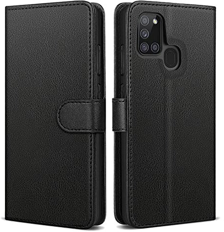 NWNK13 For Samsung A21S Phone Case Premium Leather Flip Case Book Wallet Case Card Holder Media Stand Shock Proof Protective Phone Cover Compatible for Samsung Galaxy A21s (Black)