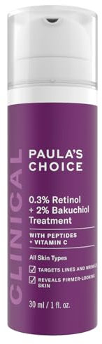 Paula's Choice CLINICAL 0,3% Retinol & 2% Bakuchiol Treatment - Anti Aging Serum gegen Falten & Flecken - mit Peptiden - Alle Hauttypen - 30 ml