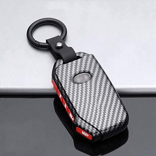 ontto Autoschlüssel Hülle Fernbedienung Cover für Kia Sportage Ceed Sorento Cerato Forte 2018 2019 2020 ABS Schlüsselhülle Schlüsselanhänger Schlüssel Schutz Etui Case 4 Tasten-Schwarz rot A