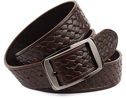 Anthoni Crown Herren Ledergürtel Gürtel, Dunkelbraun, 90