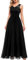 DRESSTELLS Damen Abendkleid Bodenlang Elegant für Hochzeit Chiffon Brautjungfernkleider Spitzen Cocktailkleid Ärmellos Ballkleid Black XL