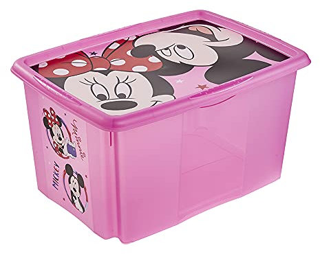 keeeper Minnie Boîte de Rangement avec Couvercle, Pivotante et Empilable, Pour Enfants, 45 L, Paulina, Rose