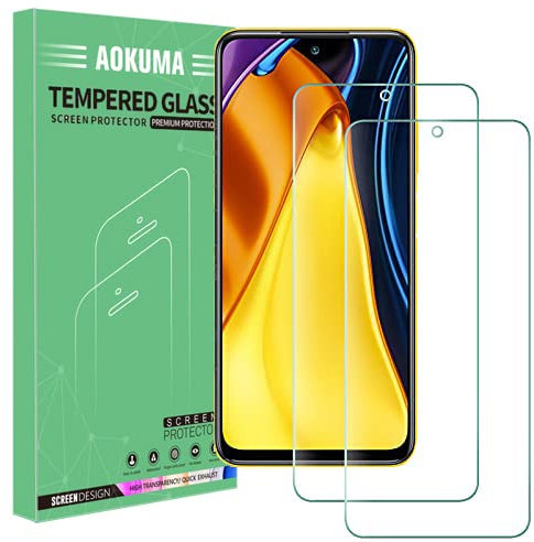 AOKUMA Cristal Templado Xiaomi Poco M3 Pro 5G, [2 Unidades] Protector Pantalla para Xiaomi Poco M3 Pro 5G Robusto Antiarañazos Antihuellas con Borde Redondeado Dureza 9H+ Antiburbujas
