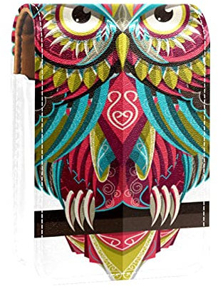 Bunte Eule Lipgloss-Halter, Lippenstift-Etui, tragbare Make-up-Tasche, Reise-Lippenstift-Organizer, Etui mit Spiegel, Mini-Lippenstift-Aufbewahrungsbox für Frauen, Mehrfarbig, 9.5x2x7 cm/3.7x0.8x2.7