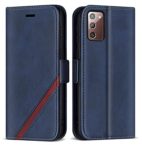 KKEIKO Cover per Galaxy Note 20, Custodia in Pelle PU per Samsung Galaxy Note 20, Magnetico Portafoglio Cover con Slot per Schede e Kickstand, Blu