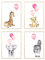 MeinBaby123® Lot de 3 posters pour chambre d'enfant,Format A4,Papier peint,Motif animaux,Décoration de chambre de bébé,Affiche murale de qualité supérieure (animaux et ballons rose)