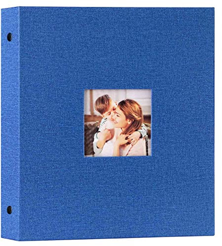 Lanpn Fotoalbum 13x18 cm 200, Leinen Einstecken Einsteckalbum für Querformat 200 13 x 18 Fotos Blau