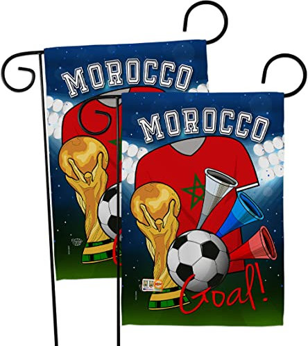 Ornament Collection FIFA World Cup Moroccan 2 Pcs Banner Room Wall Art Flag Patio Lawn Garden Outdoor Indoor Tapestry Yard Signs Team Qatar Trophy Soccer Game Football, Decorations Gifts Made in USA