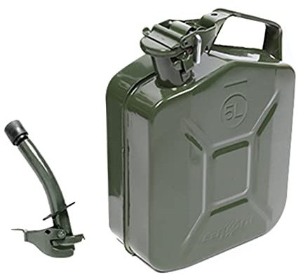 Benzinkanister aus Metall | 5 Liter Rostfreier Stahl Kraftstoff-Kanister mit Ausgießer Fuel Can, Benzinkanister Für Benzin, Diesel, Motoröl Usw, Reservekanister Container-Backup Edelstahl-Gasdosen