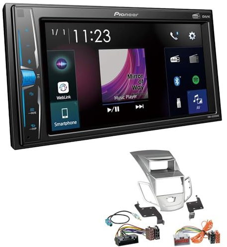 Pioneer DMH-A3300DAB 2-DIN Autoradio kompatibel mit Bluetooth Digitalradio DAB+ WebLink Spotify USB passend für Ford Fiesta 2008-2013 Silber mit Display