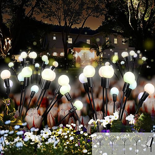 hangyiwei Solarlampen für Außen 4er Pack LED Glühwürmchen Gartenlichter 8 Modi Wasserdicht,Wetterfest Firefly Solar Gartenleuchten Geeignet für die Gartendekoration auf Dem Gehweg im Innenhof