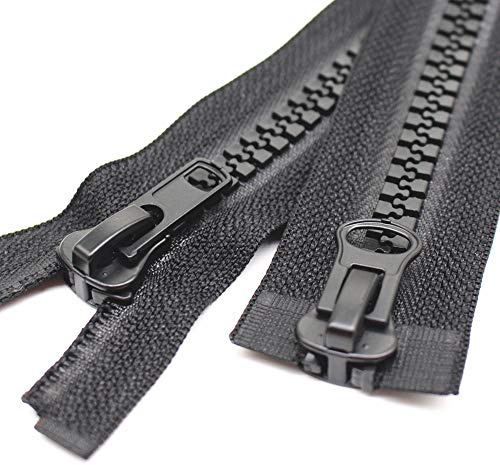 MebuZip 60 cm #10 Reißverschluss Kunststoff 2 Wege teilbar Schwarze Reissverschluss für Mantel Jacken (2 Wege)
