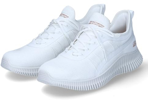 Skechers Damen Sneakers, Off White Knit Synthetic Trim, 36.5 EU
