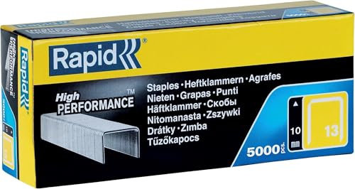 Rapid High-Performance Staples for Textiles, Finewire No. 13, Leg Length 6mm, Staple Gun Staples, Galvanised Steel, 5000 Pieces, Boxed (11830700) (Pack of 5)