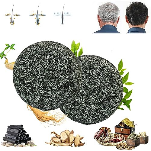 Sundaz Pure Gray Hair Charcoal Bar - Sundaz Pure Gray Hair Reverse Bar, Sundaz Gray Hair Bamboo Charcoal Bar, Hair Darkening Shampoo Bar, For Men Women (2 Pcs)