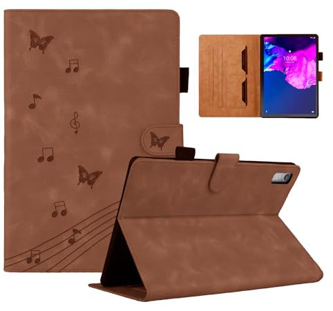 LSPCASA Funda Lenovo Tab P11 2nd Gen para Lenovo Tab P11 Gen 2 Patrón De Mariposa Lenovo Tab P11 2nd Gen Funda con función Atril Marrón