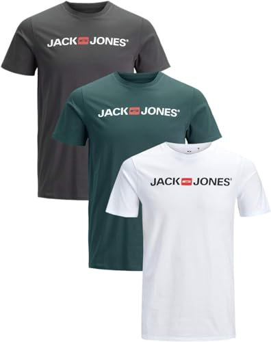 JACK & JONES Herren 3er-Set T-Shirts aus Baumwolle (Slim Fit Corp Mix Opt 1, L)