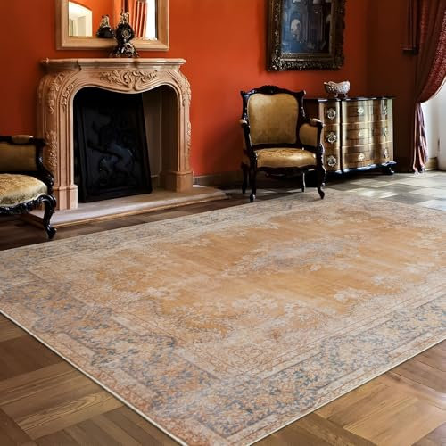 TALETA Teppich Kurzflor rutschfest, bunter Teppich Wohnzimmer waschbar, Schlafzimmer Teppich, Vintage Teppich orientalisch, Rugs for Living Room, Groß: 140 x 200 cm