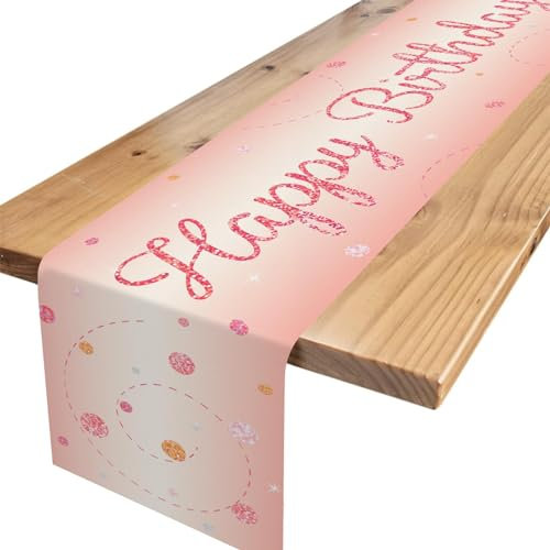 Tischläufer Geburtstag Rosegold, Tischdecke Geburtstag mit Rosegold Konfetti , Happy Birthday Tischläufer zum Geburtstag, Tischdeko Geburtstag für Junge Mädchen Party Geburtstagsdeko, 180 x 35 cm
