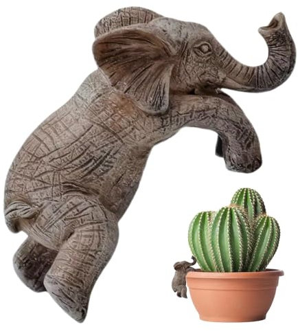 Rurunklee Blumenkasten-Figur Elefant, Topfbügel in Elefantenform, Topfranddekoration, Elefanten-Topf-Dekoration, Aufhänger, Blumentopf, für den Garten