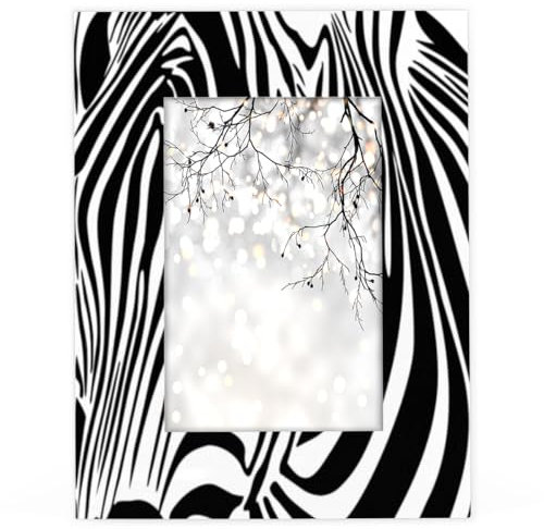 Holz-Bilderrahmen mit Zebra-Druck, 24 x 19 cm, Zebra-Muster, Bilderrahmen für Heimdekoration, personalisierte Rahmen, Geschenke