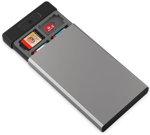 HEIYING Switch Game Card Case for Nintendo Switch 2 / OLED / Lite Games Cards, Metal Game Storage Holder with 20 Games Card Slots and 20 Micro SD Cards Slots