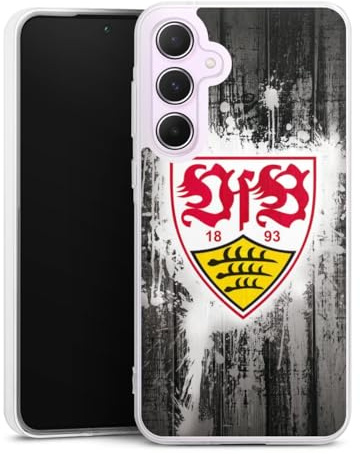 Silikon Hülle kompatibel mit Samsung Galaxy A 55 5G Case transparent Handyhülle VfB Stuttgart Offizielles Lizenzprodukt Bundesliga