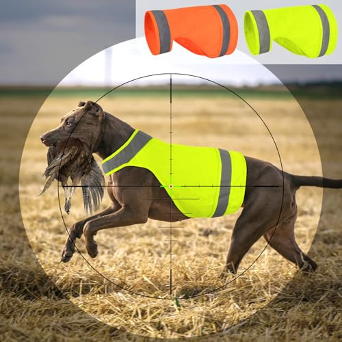 2-teilige reflektierende Hundesicherheitsweste - Verstellbare Warnweste für die Jagd (Fluoreszierendes Grün & Blaze Orange, M)